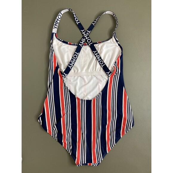 Tommy Hilfiger Swimsuit One Piece Striped Cross Back Straps Classic - Picture 4 of 4